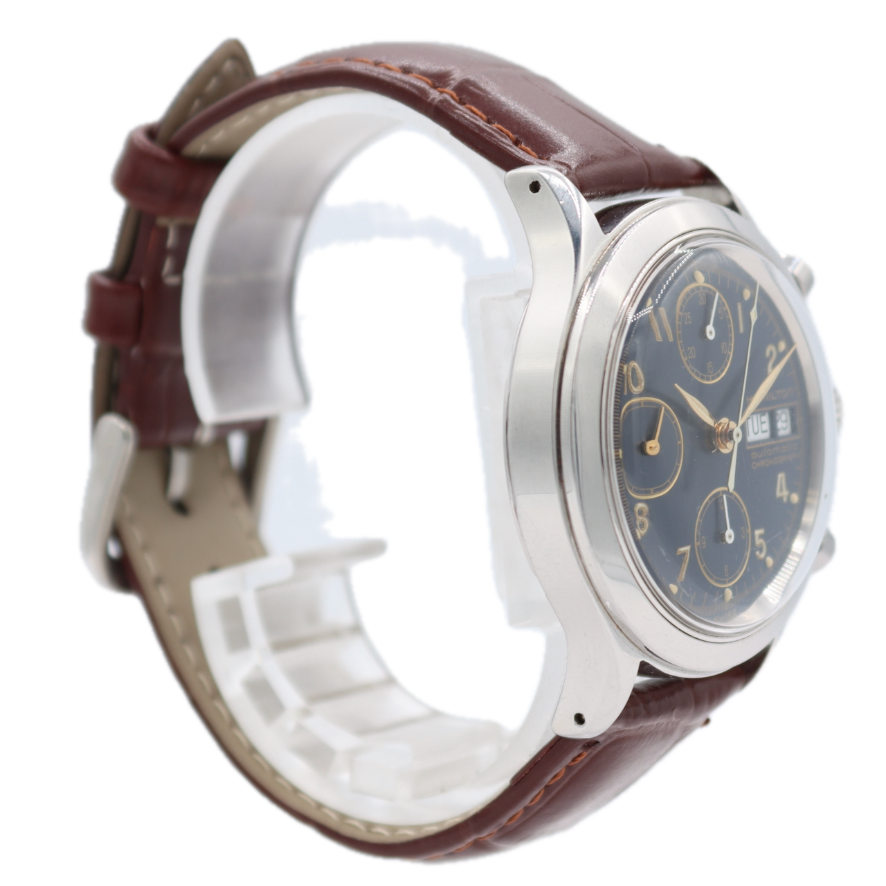 Hamilton 9941 Day Date Blue Men's Chronograph Wristwatch Steel Blue Serviced