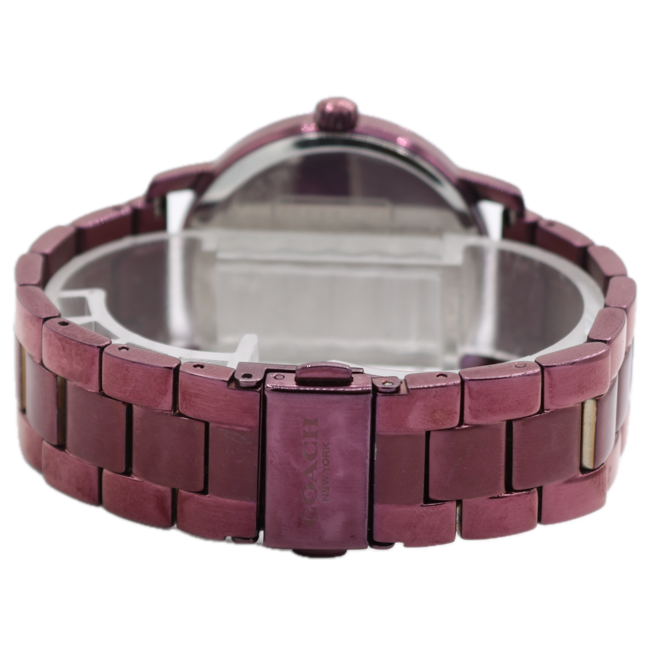 Vintage 36mm Coach CA.113.7.34.1505 Purple Dial Men's Quartz Wristwatch Steel