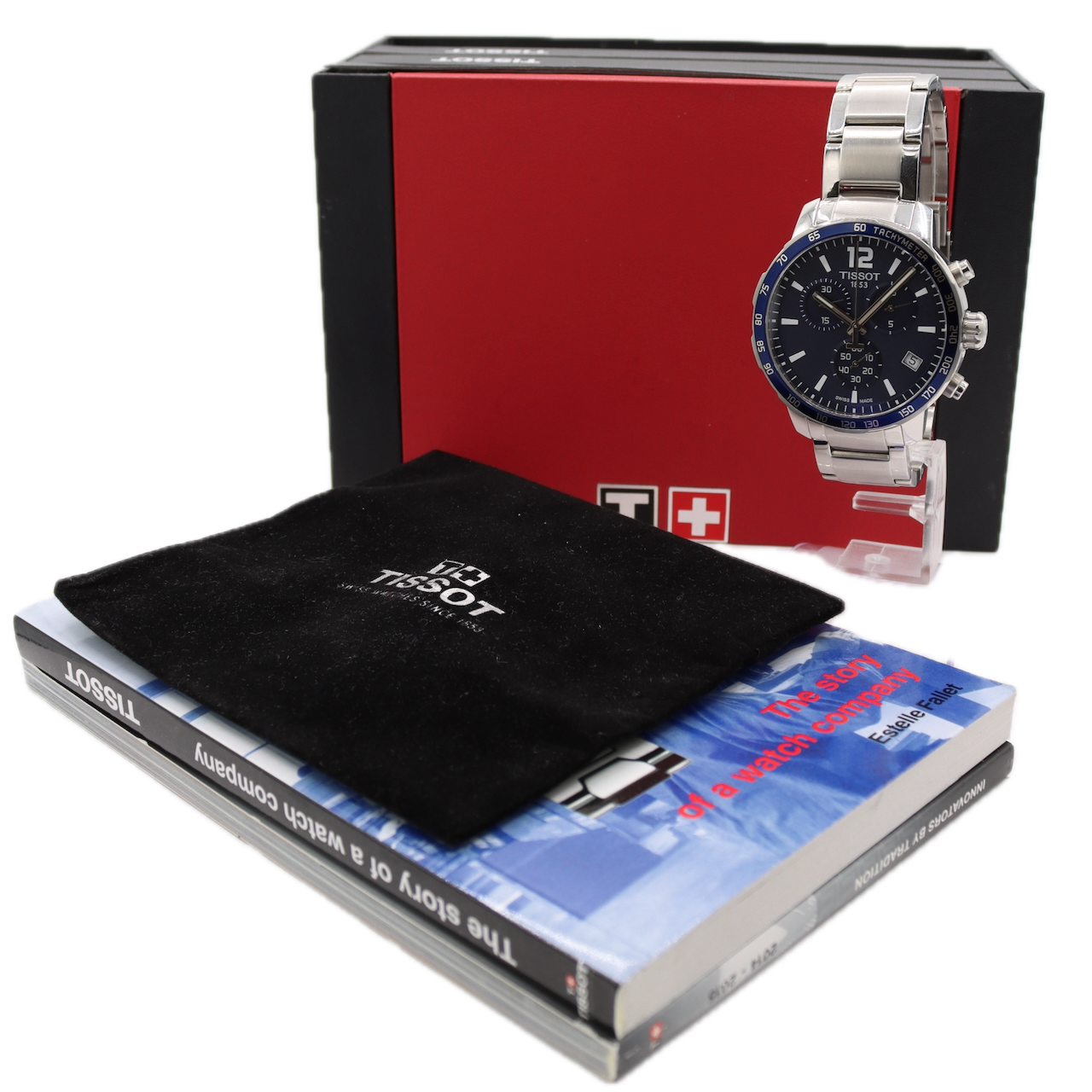 42mm Tissot Quickster Blue Men's Quartz Chronograph Wristwatch Steel With Box