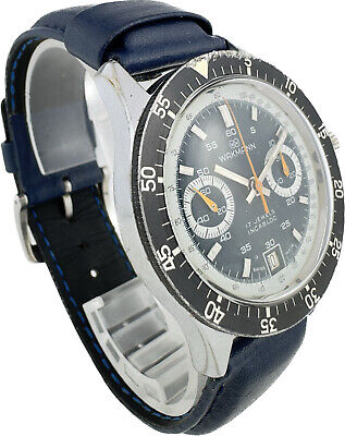 Vintage Wakmann Big Boy 13.36.00 Men Chronograph Watch Valjoux 234 Rare Serviced