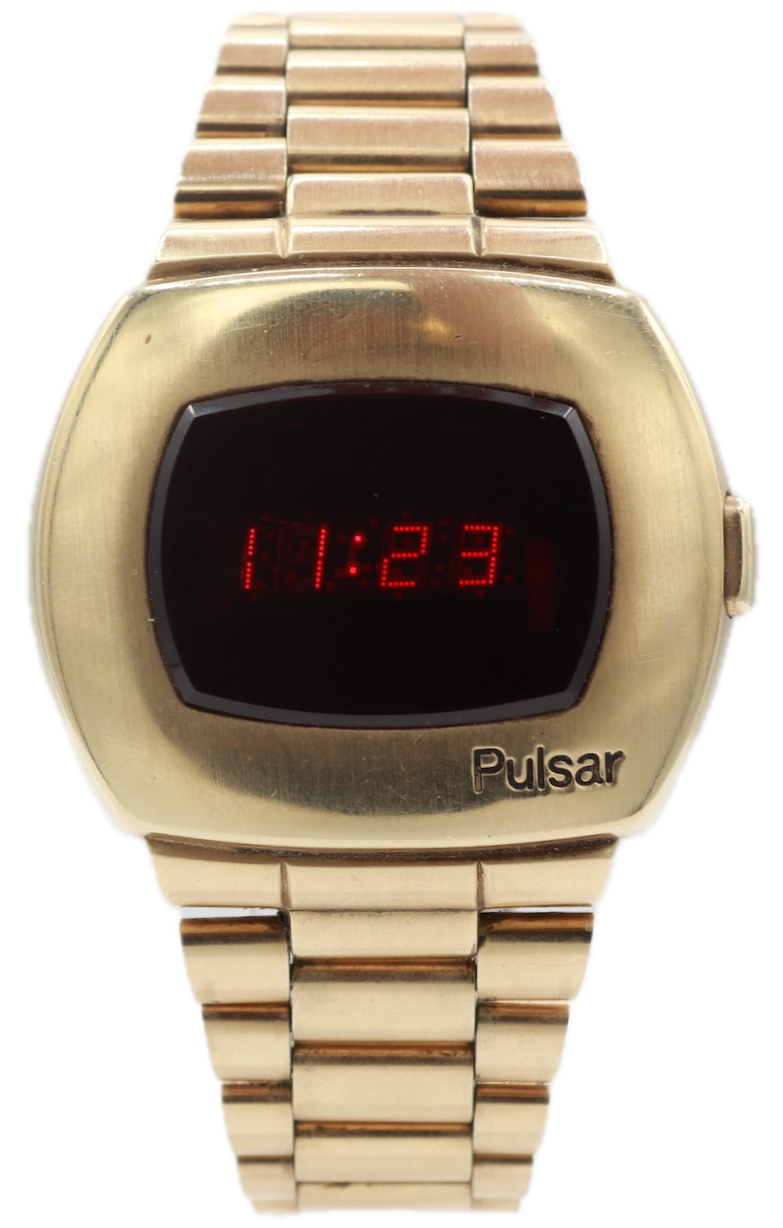Vintage Pulsar P2 Clark Gable Car Provenance Men's Digital LED Wristwatch 14k GF