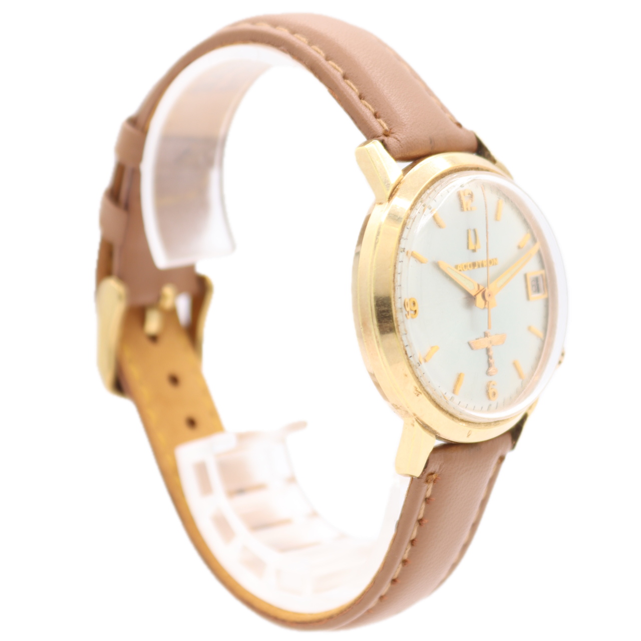 Vintage 34mm 1974 Accutron 2181 Boeing Award Men's Tuning Fork Wristwatch 10kRGP