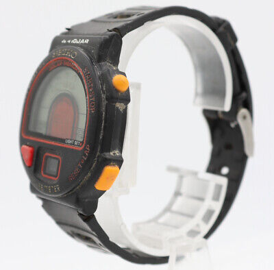 Vintage 38mm Seiko S240-400C PulseMeter Men Quartz Wristwatch S240 Japan Plastic