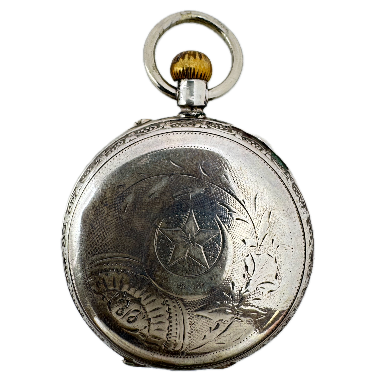 Antique K&M Moon Star Cylinder Escapement Pocket Watch Sterling Silver Swiss