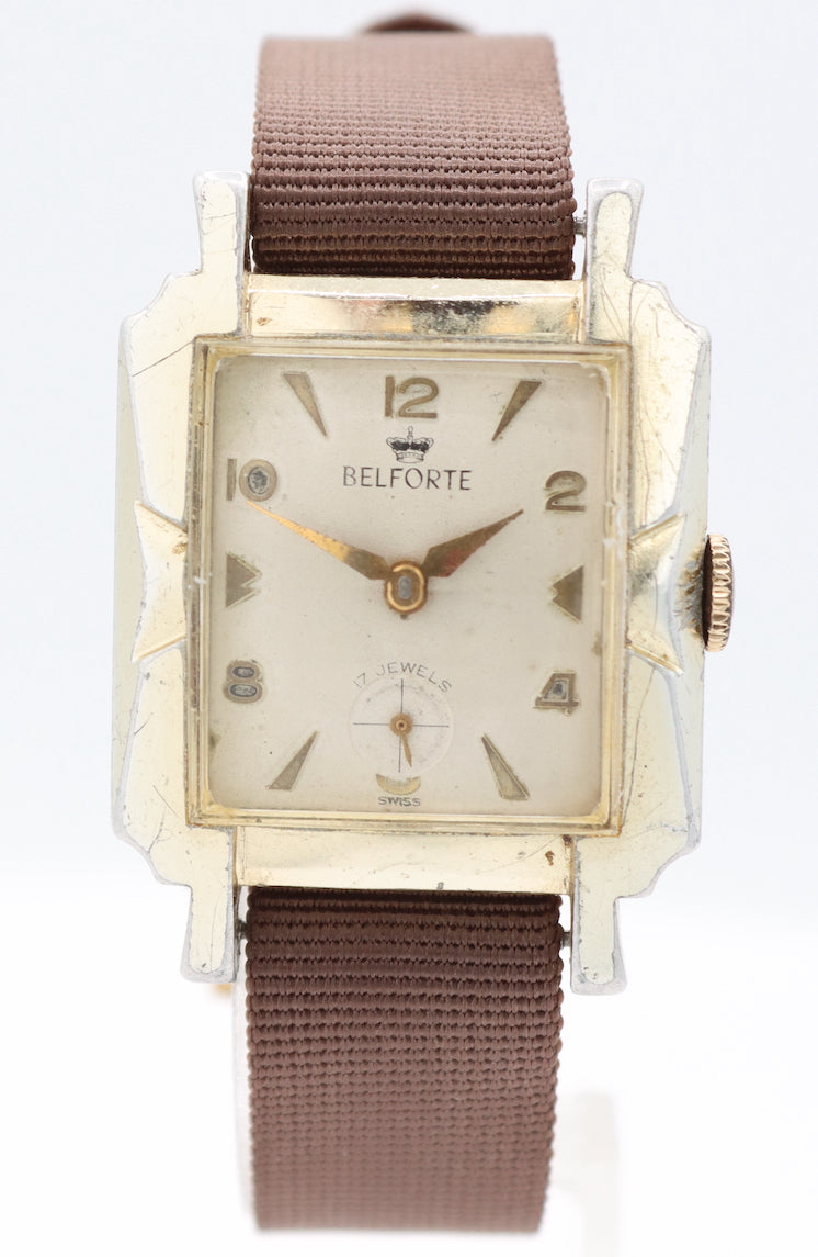 Vintage Belforte 11A 3 Angular Style Men's Mechanical Wristwatch 38 Swiss