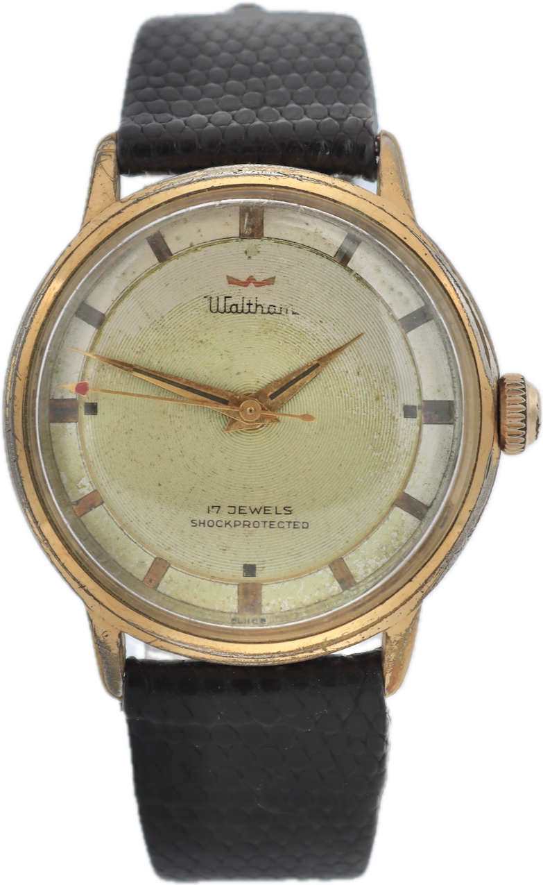 Vintage Waltham Pie Pan Men's Mechanical Wristwatch AS 1686 Swiss Gold Tone