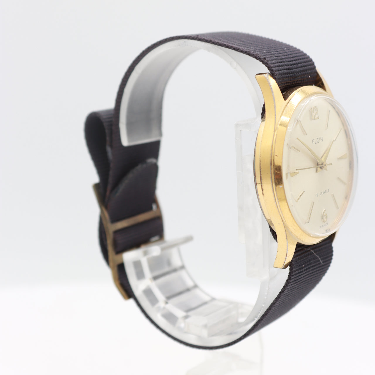 Vintage Elgin 8903 Sunburst Men's Mechanical Wristwatch 720 France Gold Tone