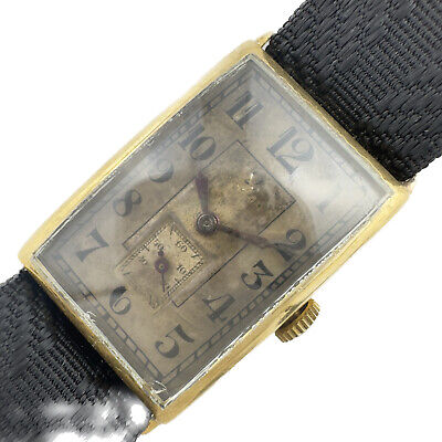 Vintage Omega Men's Mechanical Wristwatch 19.4 18k Solid Gold Tank Wire Lug wBox