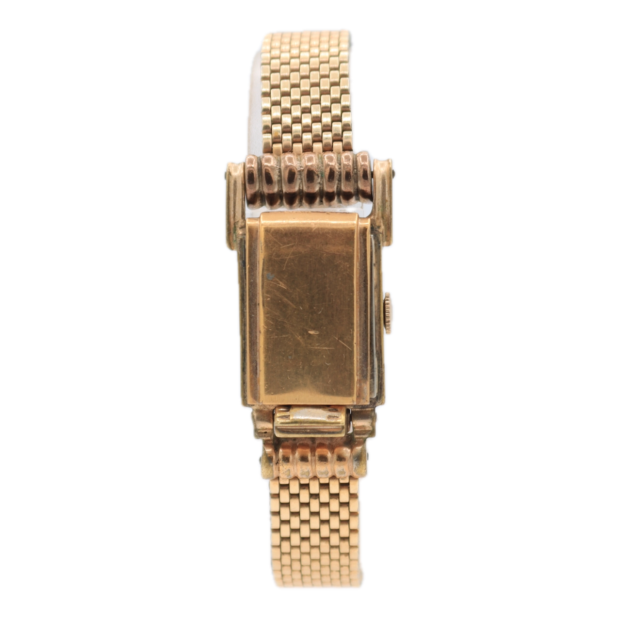 Vintage 16mm Mieron Spring Flip Lid Men's Mechanical Wristwatch Gold Tone
