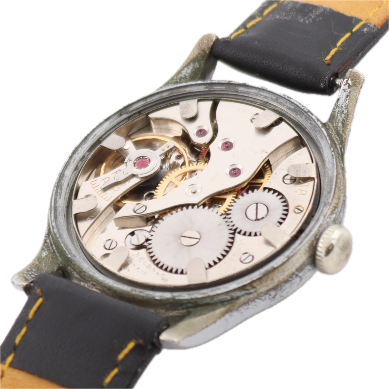 Vintage 33mm Recta WW2 German Military Style Men's Mechanical Wristwatch Chrome