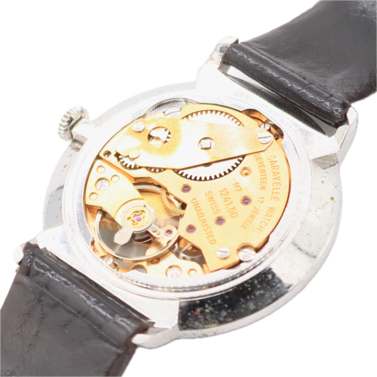 Vintage 34mm Caravelle Skeleton Dial Men's Mechanical Wristwatch 1241.50 Runs