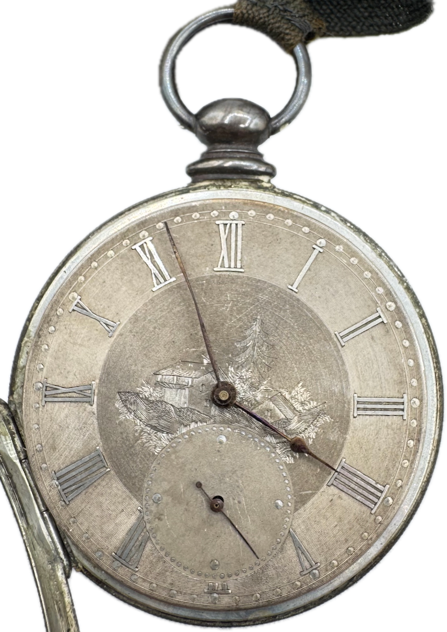 Antique Joseph French Farm Key Cylinder Escapement Pocket Watch Royal Exchange