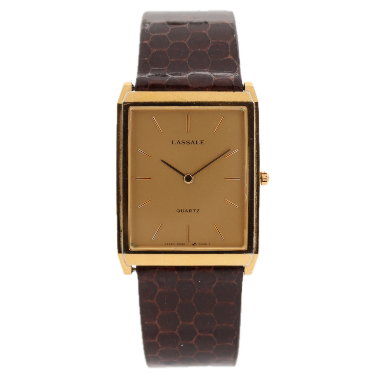 25mm Seiko 9550-5489 Lassale Men's Quartz Wristwatch Gold Tone Ultra-thin Tank