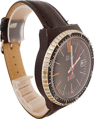 Vintage Jules Racine Diver Style Men's Quartz Wristwatch Swiss Made Steel & PVD