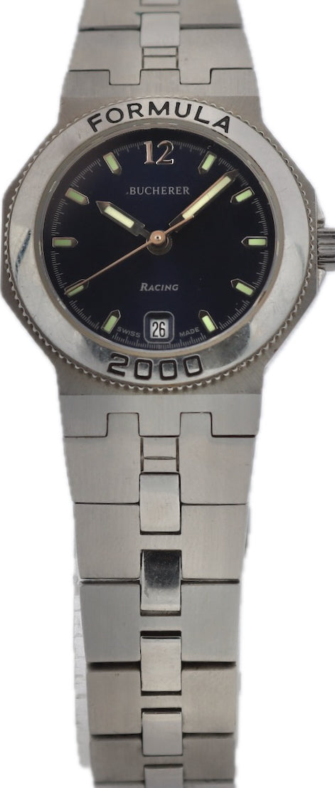 Vintage Bucherer 956.908 Formula 2000 Ladies Quartz Wristwatch Swiss Steel