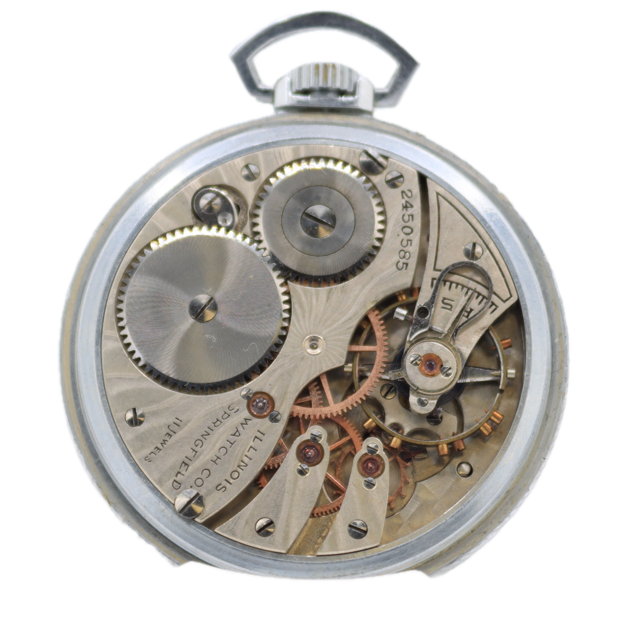 Antique 12 S Illinois Sunray 11 Jewel Mechanical Pocket Watch 219 Chrome USA