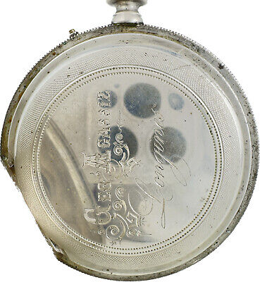 Antique 55mm Early Longines George Agassiz Hunter Pocket Watch Coin Silver Rare