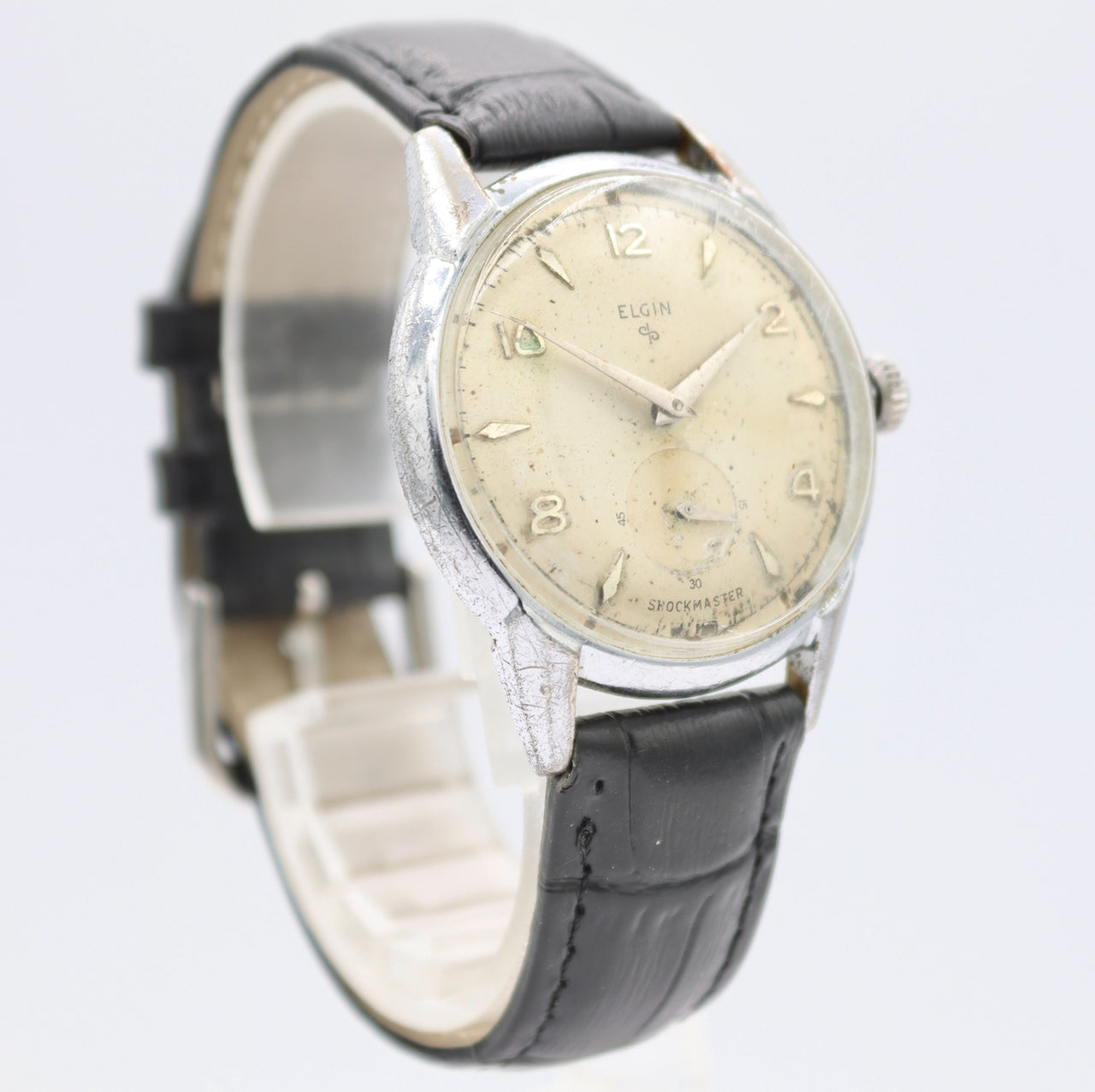 Vintage 34.5mm Elgin 9580 Shockmaster Men's Mechanical Wristwatch 715 USA