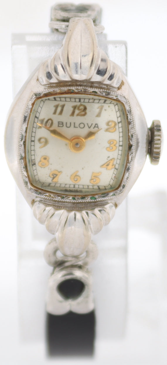 Vintage 1953 Bulova Cocktail Ladies Mechanical Wristwatch 6BL Steel & 10k W RGP