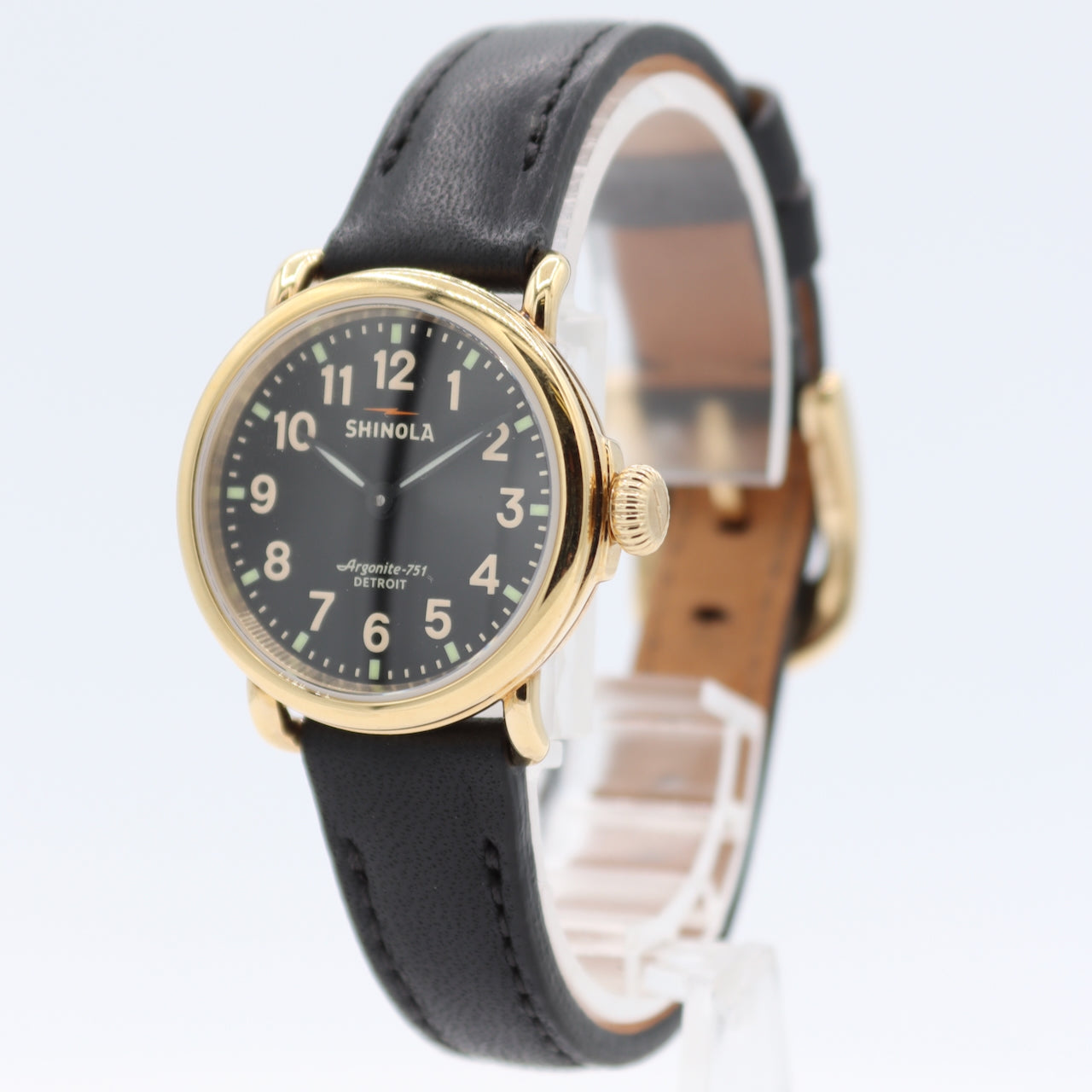 Vintage 28mm Shinola Runwell Black Ladies Quartz Wristwatch Argonite-751