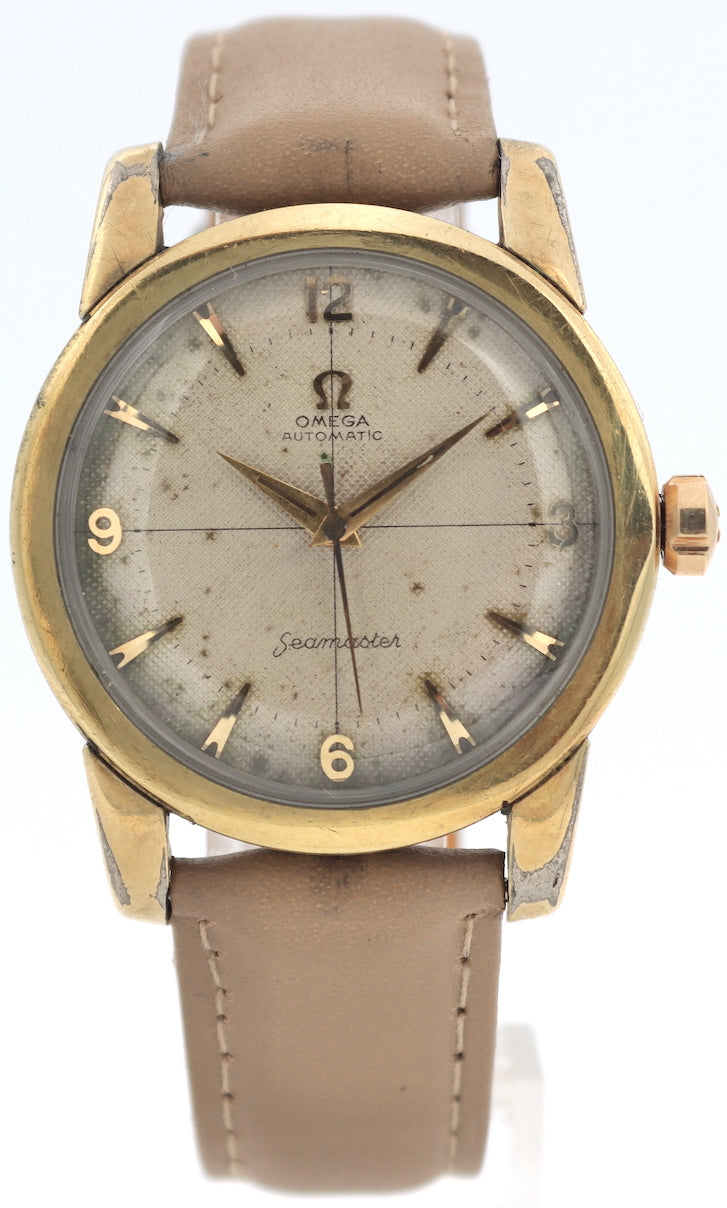 Vintage Omega Seamaster Crosshair Waffle Men's Bumper Auto Wristwatch Serviced