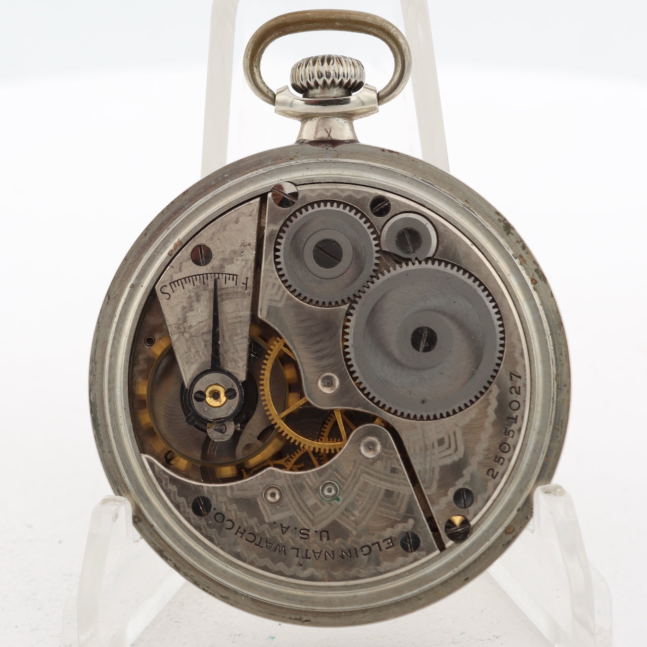 Antique 16 Size 1922 Elgin Smooth 7 Jewel Pocket Watch 291 Nickeloid USA