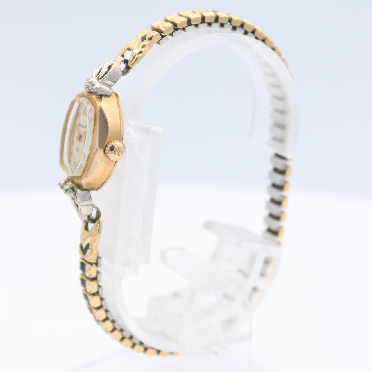 Vintage 1969 Bulova 2831 Two Tone Diamond Ladies Mechanical Wristwatch 10k RGP
