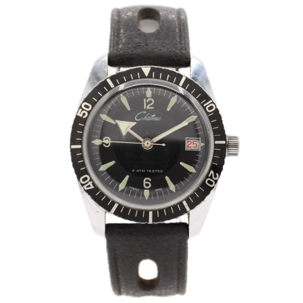 37mm Chateau Sportesa Diver Men's Mechanical Wristwatch Swiss Steel Waterproof