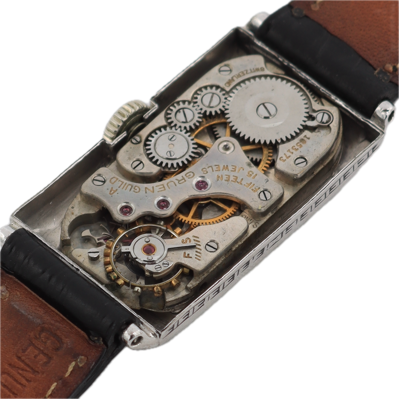 Vintage Gruen 877/8 Techni-Quadron Men's Mechanical Wristwatch 877S 14kWGFw/Box