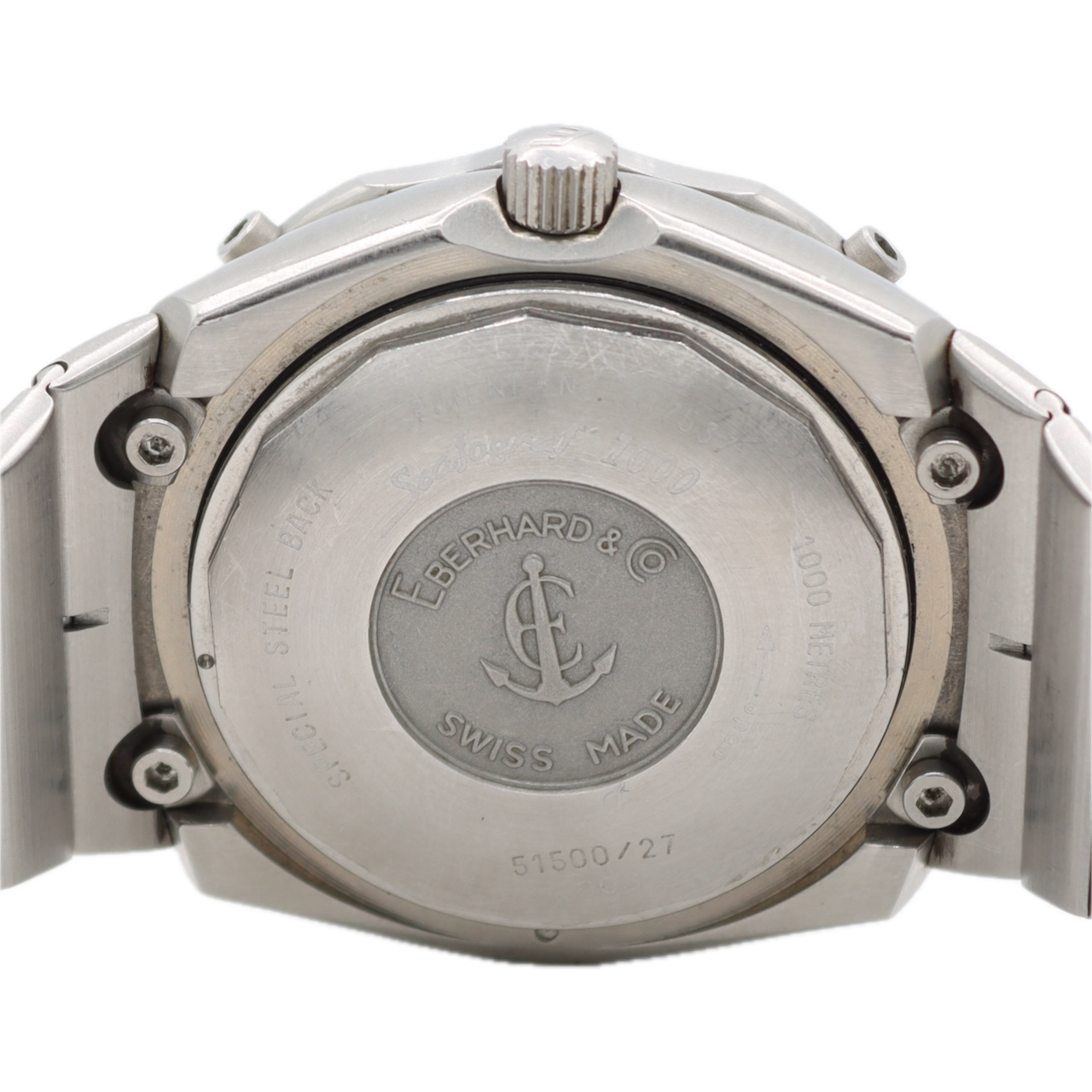 Vintage Eberhard & Co. Scafograph 1000 Men's Quartz Wristwatch Steel With Box