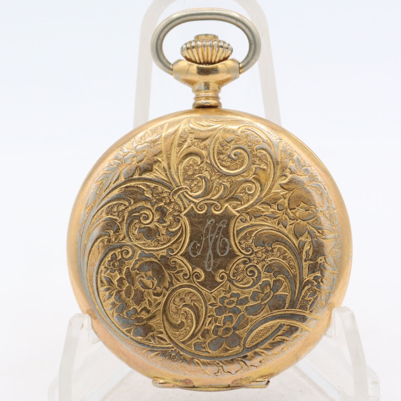 Vintage Arnex Equestrian Mechanical Hunter Pocket Watch Unitas 6498 Gold Tone