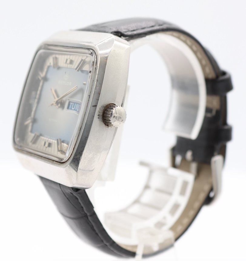 Vintage 35.5mm Baylor TV Dial Men's Automatic Wristwatch ETA 2789 Swiss Steel