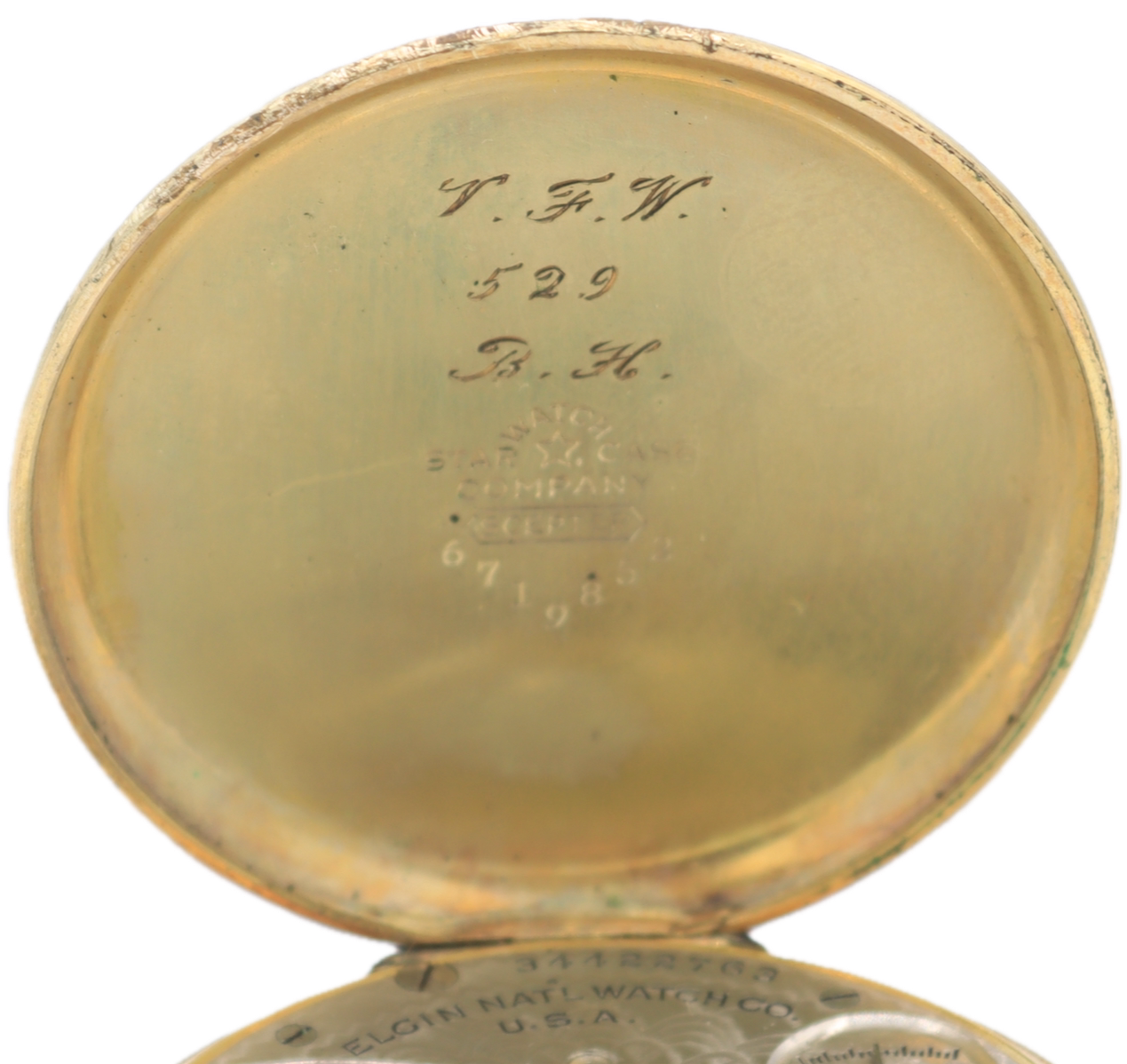 Vintage 12s 1933 Elgin Pinstriped 7 Jewel Pocket Watch 303 14k GF USA