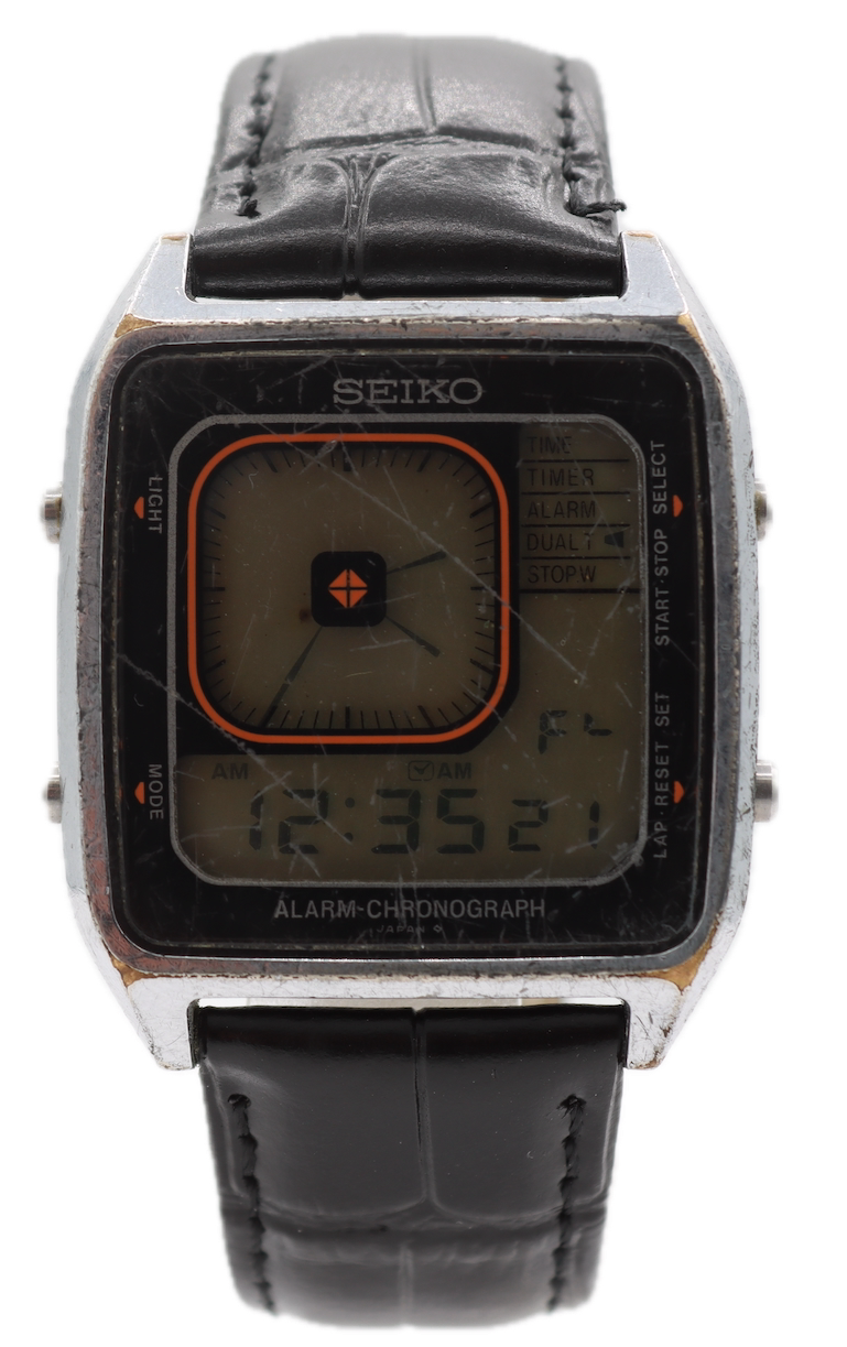 Vintage Seiko G757-4050 James Bond Men's Quartz LCD Wristwatch Steel & Chrome