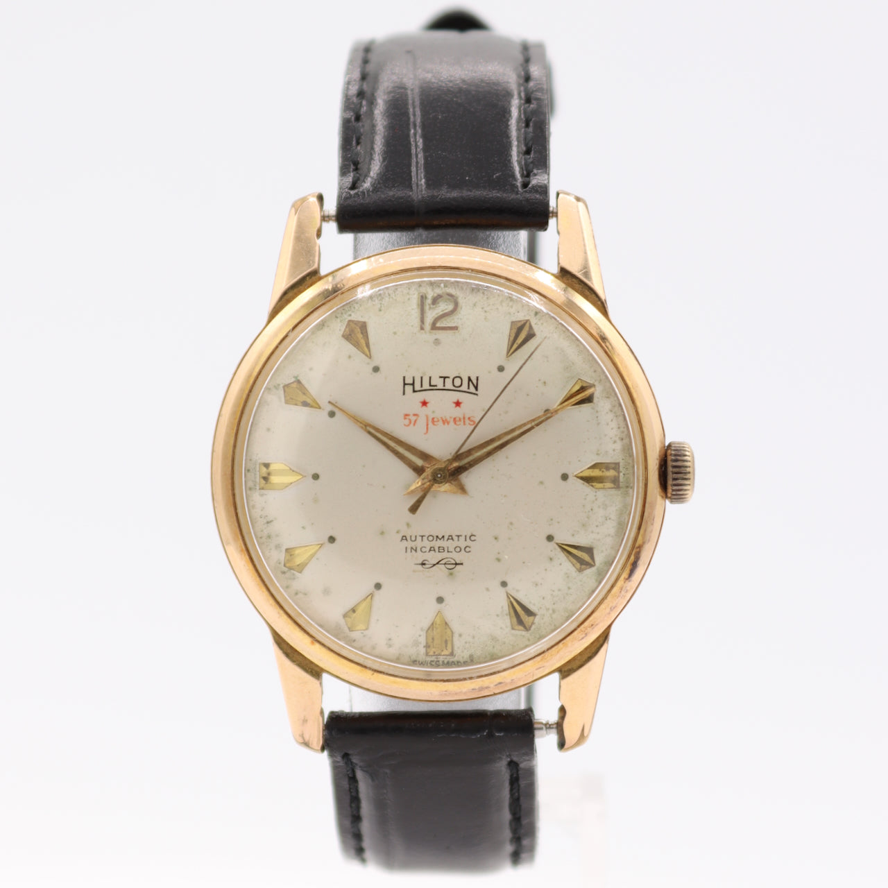 Vintage 35mm Hilton Men's Automatic Wristwatch Felsa 4000 Swiss Gold FIlled