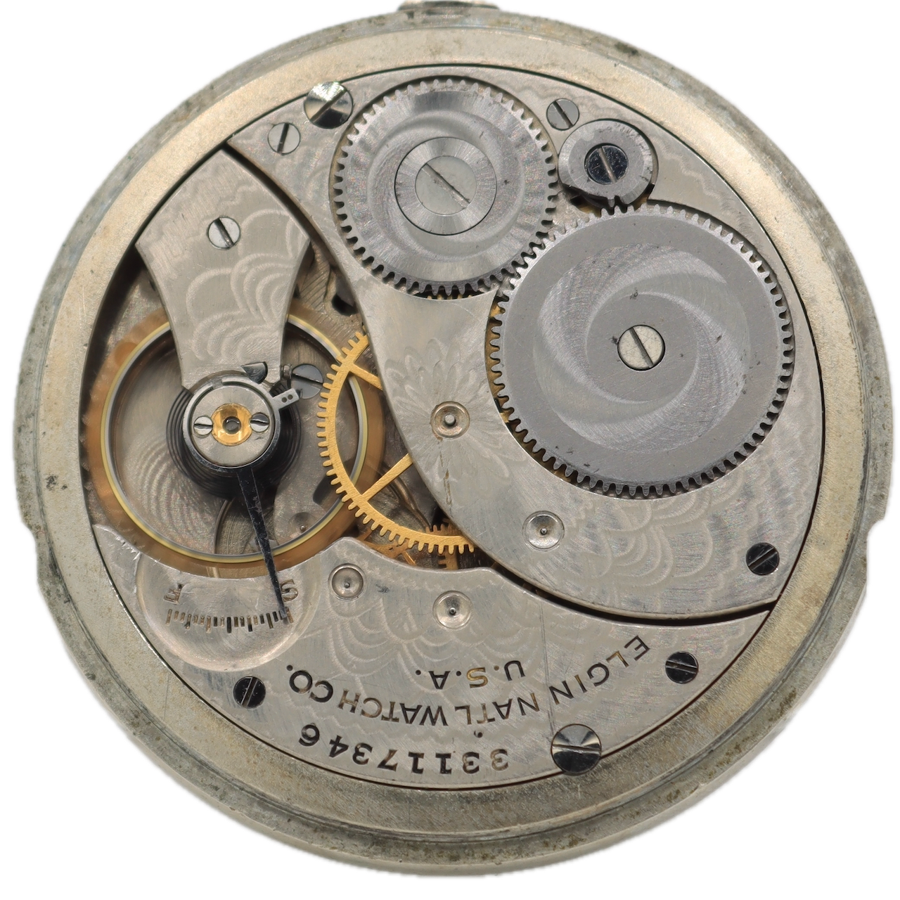 Antique 12 Size Elgin Fancy 7 Jewel Mechanical Pocket Watch 303 Silveroid USA