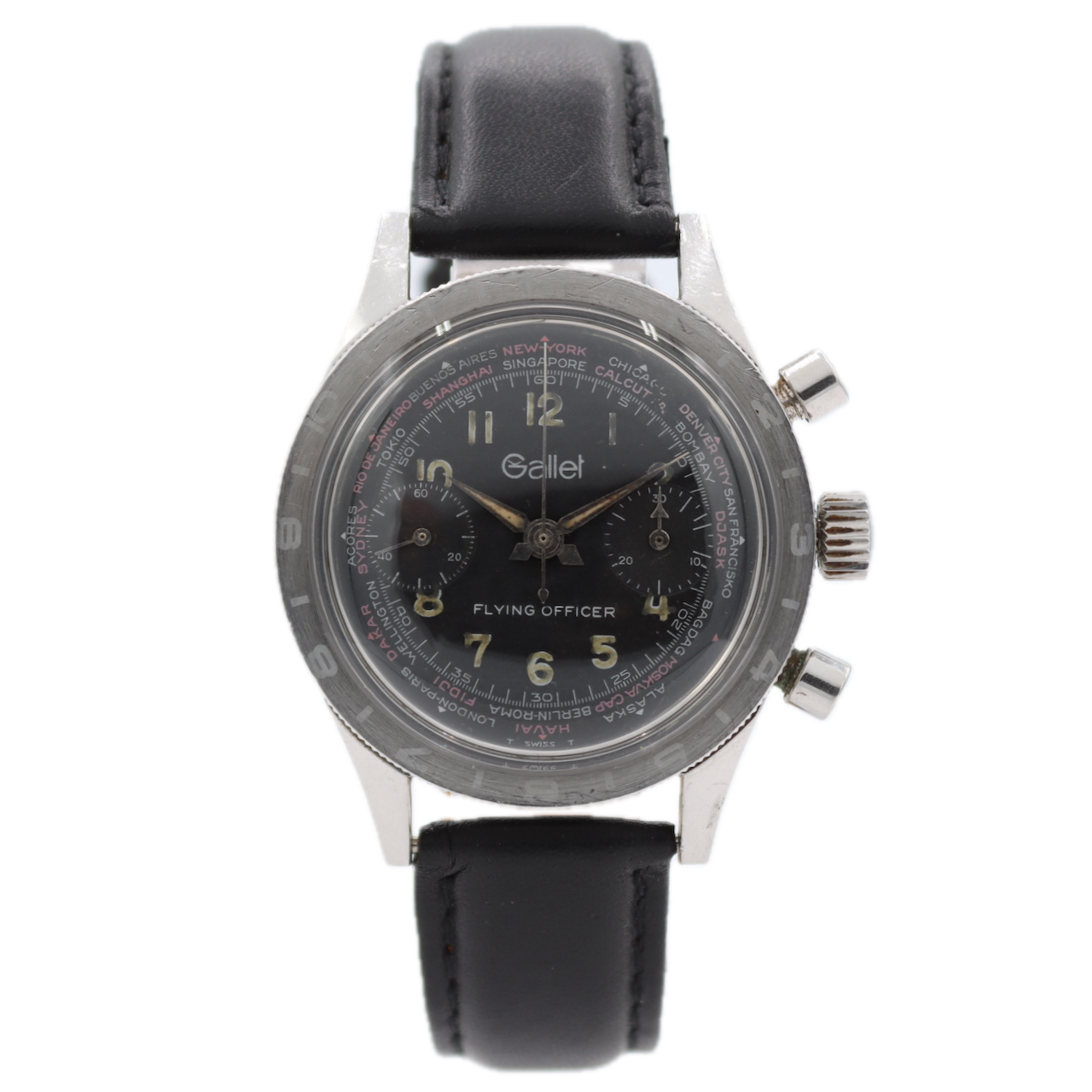 Vintage Gallet Flying Officer Men's Chronograph Wristwatch Landeron 149 Steel