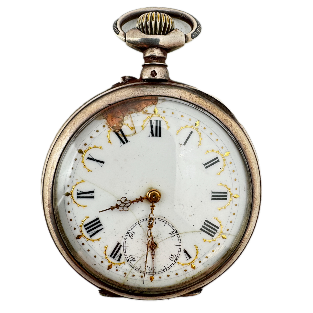 Antique Unbranded Cylinder Escapement Pocket Watch Sterling Silver France