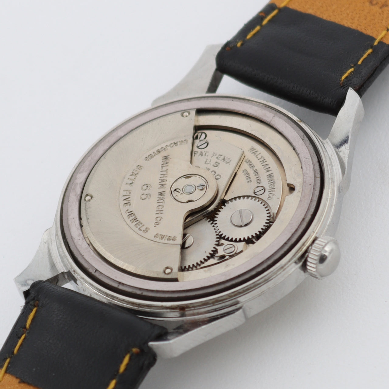 Vintage Waltham "65" 65 Jewel Men's Automatic Wristwatch AS 1580 Steel Linen