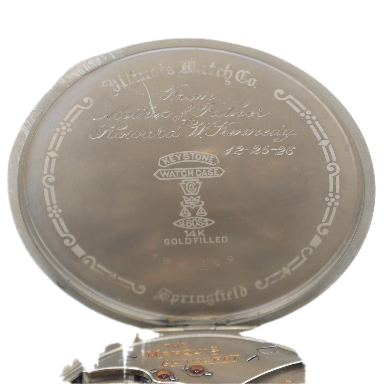 Vintage 12s 1926 Illinois Marquis Autocrat Pocket Watch 525 14k White GF USA