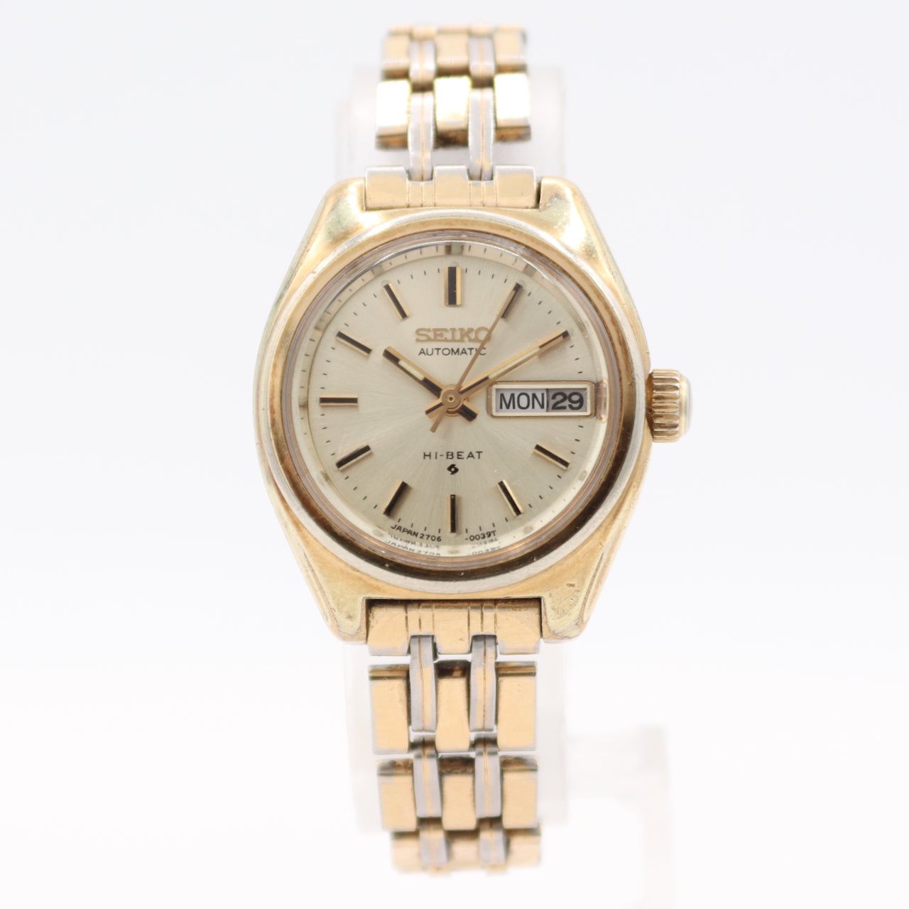24.5mm Seiko 2076-0039T Hi-Beat Ladies Automatic Wristwatch Japan Gold Tone