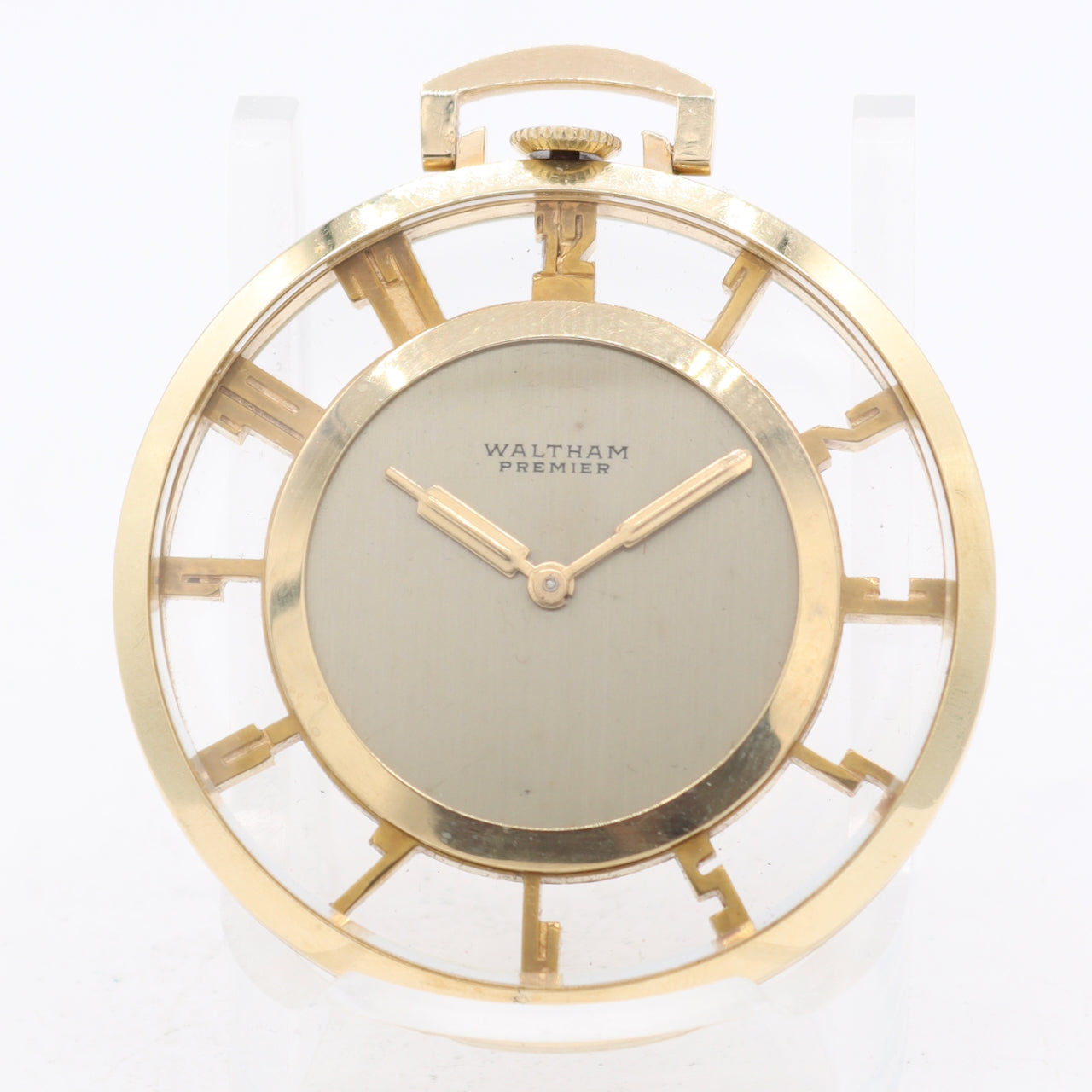 Antique 6/0s 1934 Waltham Skeleton Case Mechanical Pocket Watch No. 567 USA