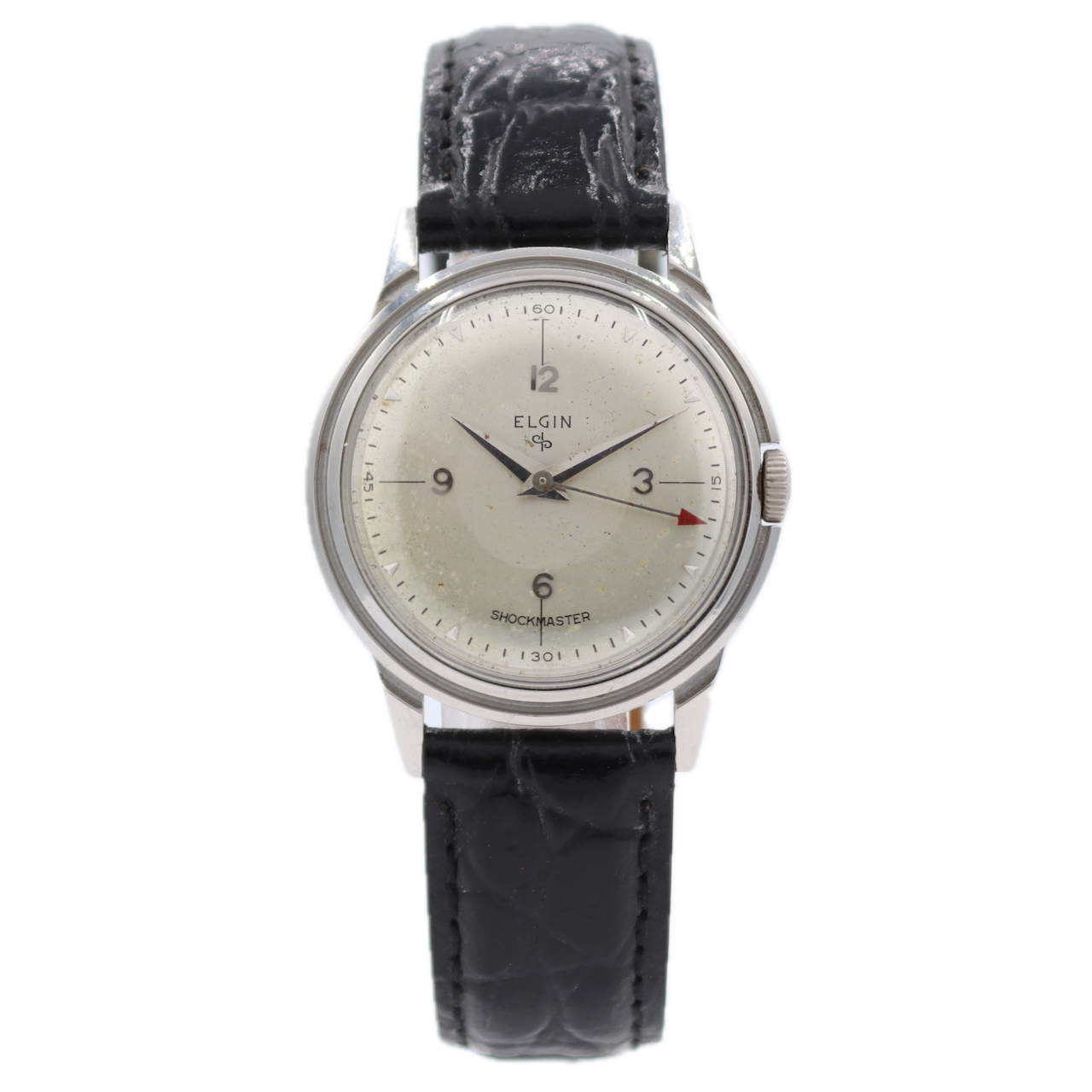Vintage Elgin 5912 Red Pointer 17J Men's Mechanical Wristwatch 629 Swiss Steel