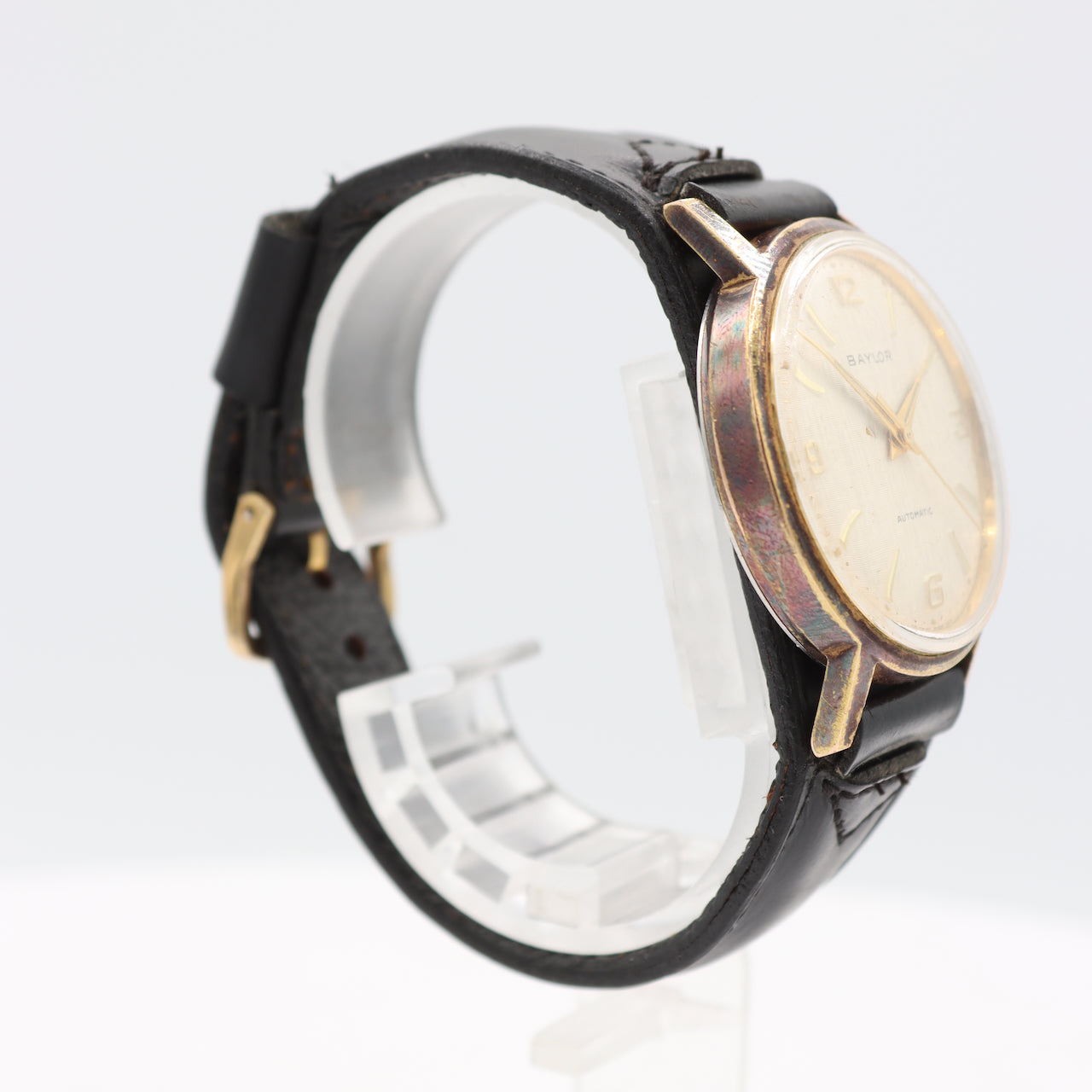 Vintage Baylor Linen Dial Men's Automatic Wristwatch 1700/01 Swiss Gold Tone