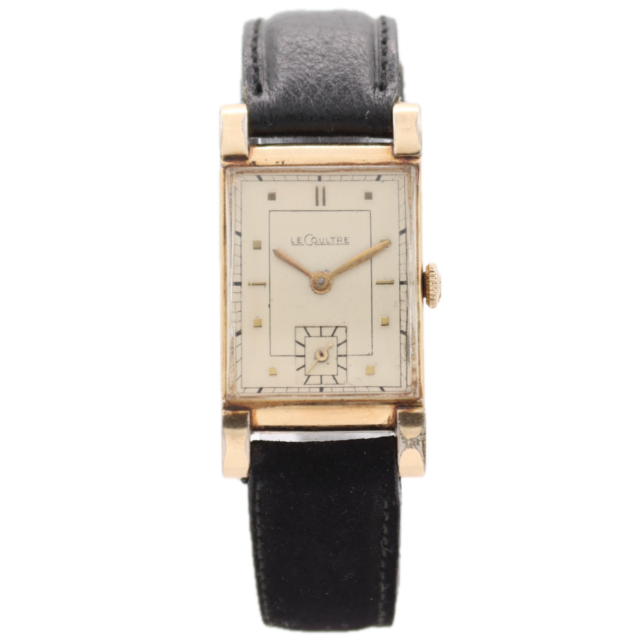 Vintage 20mm 1947 LeCoultre Tank Style Men's Mechanical Wristwatch Swiss 10k GF