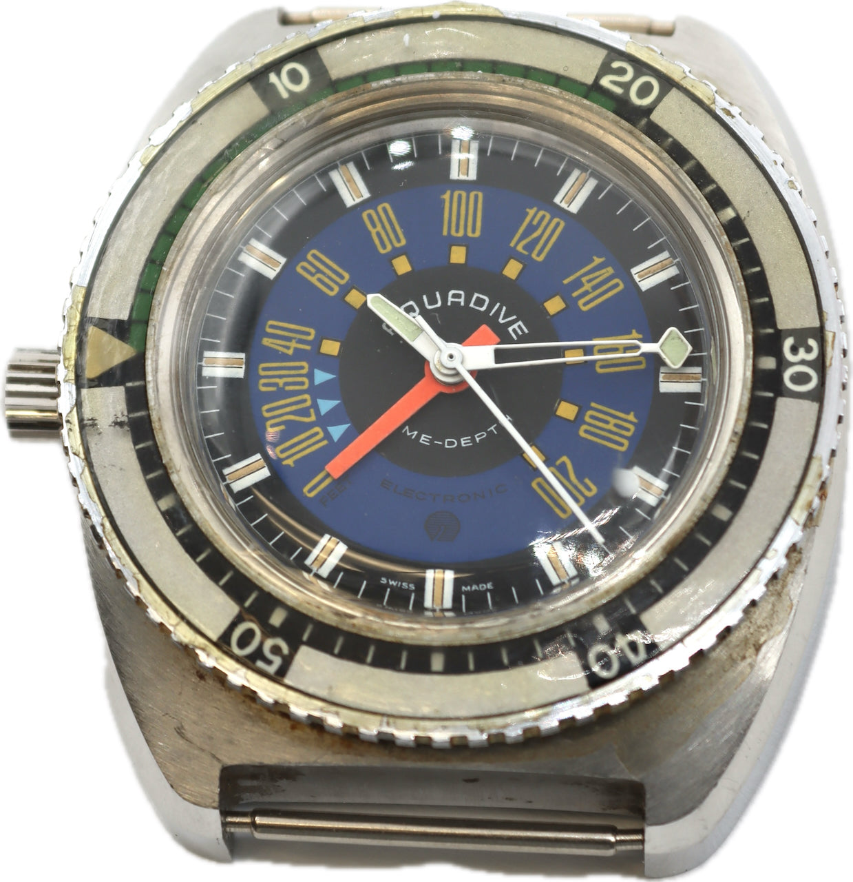 Vintage 46mm Aquadive Time-Depth Men's Electronic Wristwatch Steel Serviced
