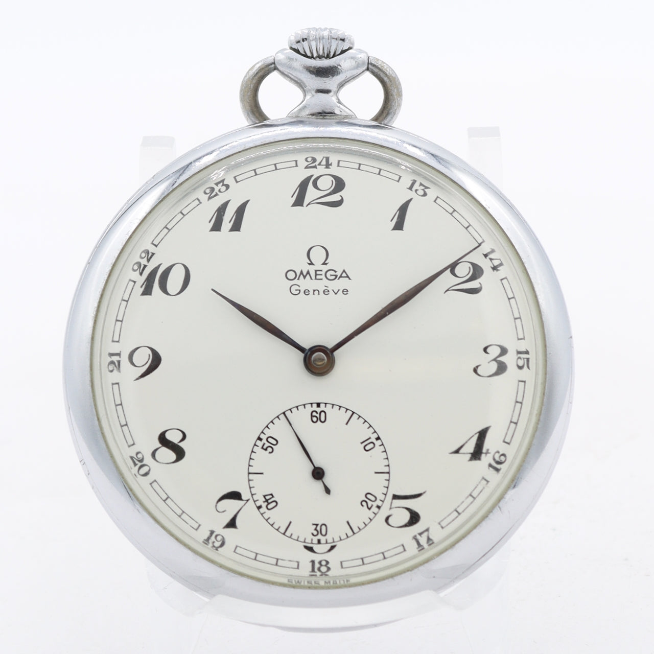 Antique 48mm Omega Geneve w/Box 17 Jewel Mechanical Pocket Watch 830 Swiss