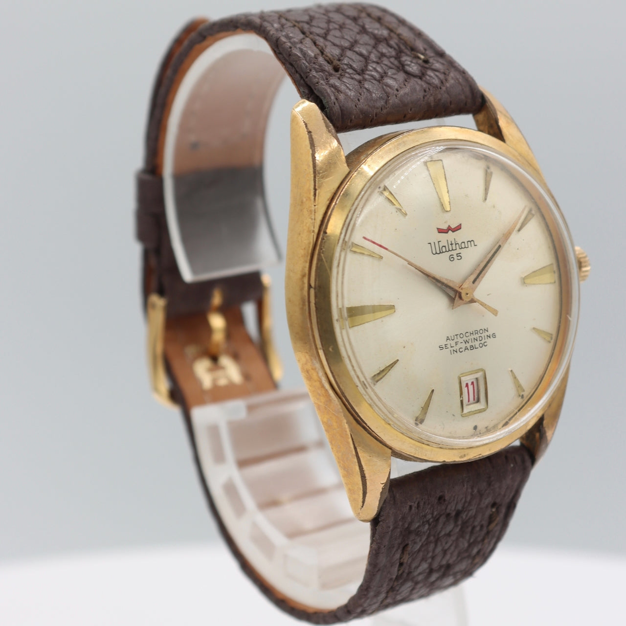 Vintage 36mm Waltham Auto-Chron Date 65 Jewel Men's Automatic Wristwatch r 312
