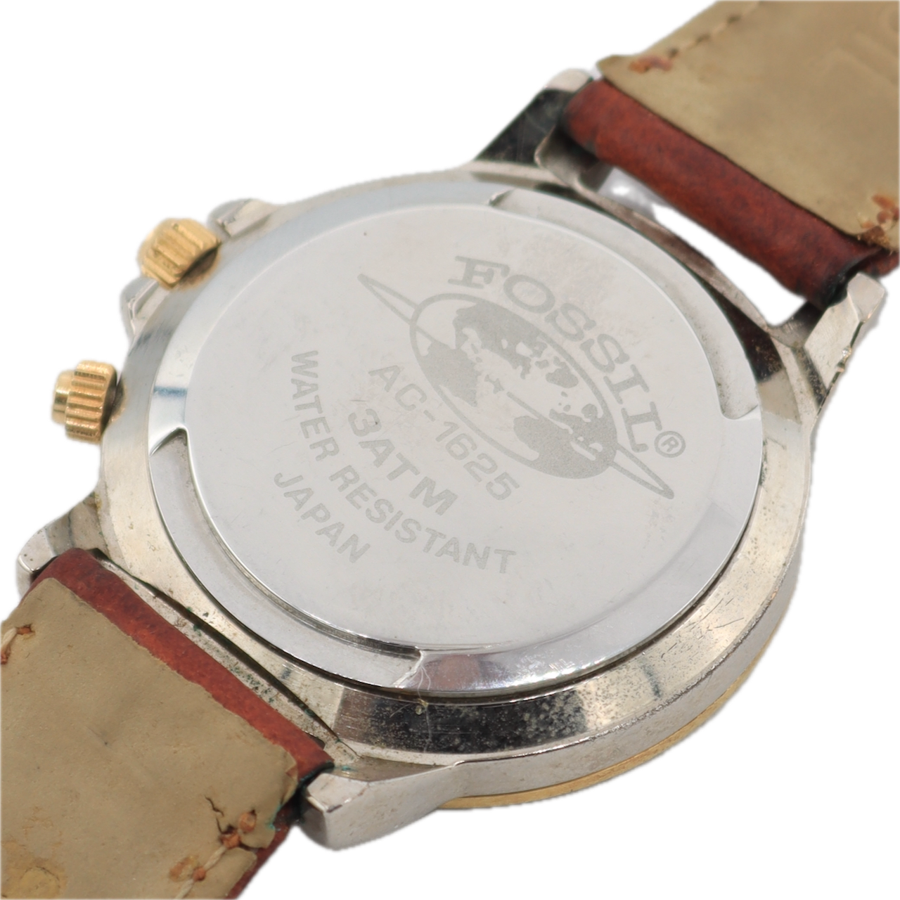Vintage Fossil AC-1625 Airmaster Men's Quartz Wristwatch Japan Gold Tone
