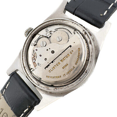 Vintage Clinton 17 Jewel Men's Automatic Wristwatch AS 1382 Steel w PowerReserve